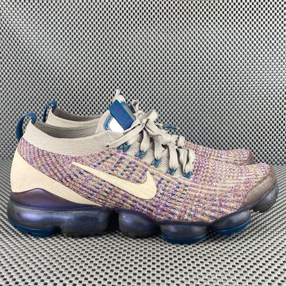 Nike Shoes - Nike Air VaporMax Flyknit 3 Running Shoes Womens 11 Cream Purple Logo Lace Up